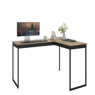Imagem de Escrivaninha Mesa de Canto Escritório Home Office L 110cm Apoio Industrial Preto Tampo Laminado Pier