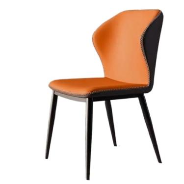 Imagem de Cadeira de jantar estofada com design ergonômico - uso doméstico e comercial (laranja + cáqui)