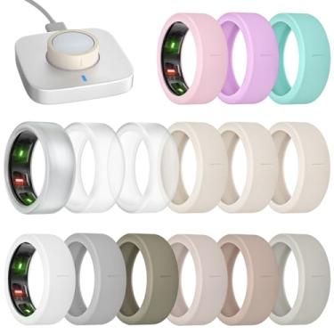 Imagem de BandRain Pacote com 15 capas de anel ultrafinas compatíveis com Oura Ring Gen 4/3, acessórios protetores de silicone antiarranhões para mulheres e homens (pacote com 15 - Conjunto 6, P para 6/7/8/9/10