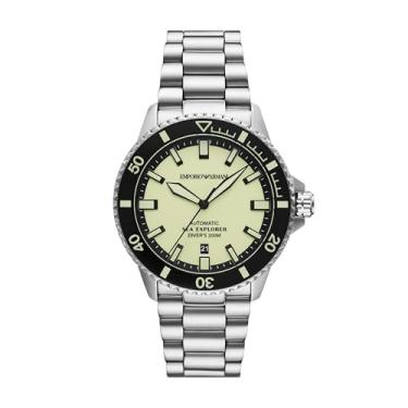 Imagem de Emporio Armani Relógio masculino Sea Explorer automático de aço inoxidável (modelo: AR60083), Prata