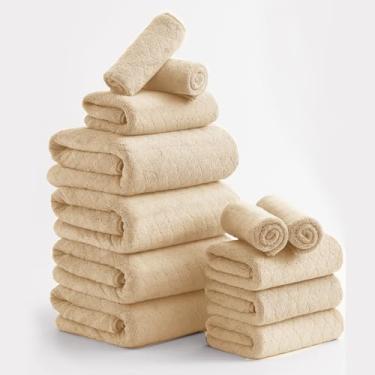 Imagem de Conjunto de toalhas de banho de luxo - 12 peças (4 toalhas de banho grandes, 4 toalhas de mão, 4 toalhas), 100% microfibra, extra absorvente super macio e de secagem rápida, pacote familiar completo