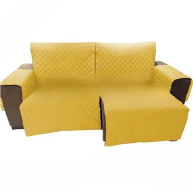 Imagem de Capa para Sofá Retrátil e Reclinável 2 Módulos - Medida Total 2,90m Incluindo Braços, Protetor Impermeável e Ajustável,(Amarelo)