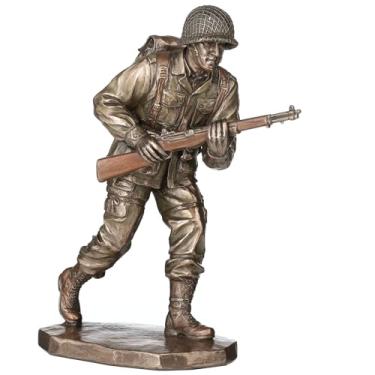 Imagem de Veroese Design 24 cm Soldado do Exército dos EUA Rifle Infantaria Resina Fundida Fria Acabamento Bronze Escultura Presente Militar Estátua Decoração