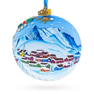 Imagem de Enfeite de Natal com bola de vidro da Aurora Boreal da Groenlândia