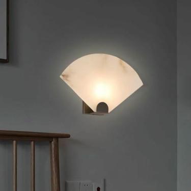 Imagem de WLHAZMWY Candeeiro de parede nórdico moderno cobre arandelas de parede - luz de cabeceira de mármore base E14, lâmpada decorativa para quarto, sala de estar, banheiro (25)