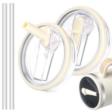 Imagem de Pacote com 2 copos de 850 g de substituição de tampa de canudo compatível com Stanley Quencher, substituição de tampa à prova de vazamento para Stanley H2.0 FlowState Tumbler de 850 g, tampa à prova