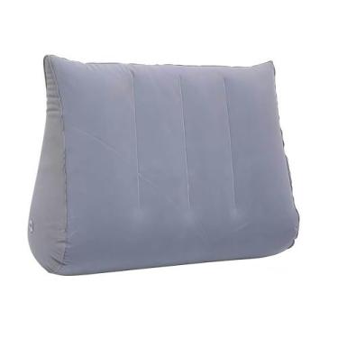 Imagem de Ｂｅｓｇａ Travesseiro inflável em forma de cunha para cama, design ergonômico em formato triangular para relaxamento em casa, viagens, dormir, encosto em várias, Cinza