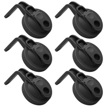 Imagem de Pacote com 6 frascos de vidro de boca larga com tampa hermética com alça, transforma seu pote de vidro em jarra, sem BPA e durável, tampas fáceis de limpar, adequadas para potes de conserva (6 preto)