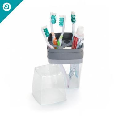 Imagem de Porta Escovas de Dente e Pasta com Tampa Plástico Para 5 Escovas Organ