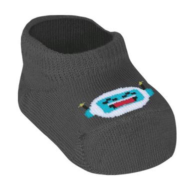 Imagem de Meia Recém-Nascido Sapatilha Selene Bebê Menino Algodão Grafite