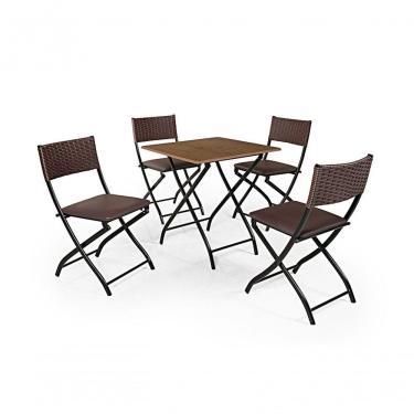 Imagem de Jogo Mesa Imbuia Dobravel Com 4 Cadeiras Dobravel Castanho