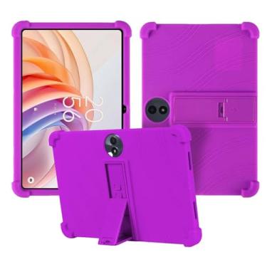 Imagem de Capa para tablet TCL TAB 11 FE de 11 polegadas, capa protetora de silicone macio para TCL TAB 11 FE, adequada para crianças, capa de tablet com suporte ajustável, 4 cantos espessos à prova de choque