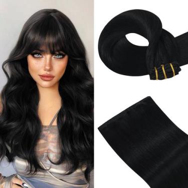 Imagem de Extensões de cabelo WowNice Real Human Hair 75g Jet Black 38cm