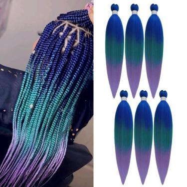 Imagem de Braiding Hair Wuqibawu, ombre pré-esticado, azul, roxo, x6