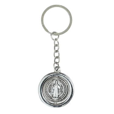 Imagem de Chaveiro São Bento Giratório Níquel