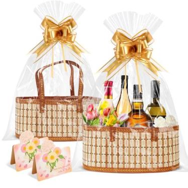 Imagem de Conjunto de cestas de presentes Orchidleaf Bamboo dobrável com alças x
