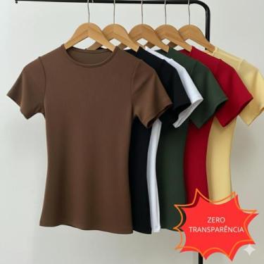 Imagem de Blusa Blusinha Feminina Suplex Duplo Básica Elegante Blogueira Tendenc