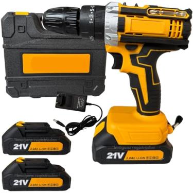 Imagem de Parafusadeira e Furadeira à Bateria 21V, 2 Velocidades Variáveis, com 2 Baterias Recarregáveis, Luz LED, Kit de Acessórios e Maleta Completa para Perfuração e Parafusamento