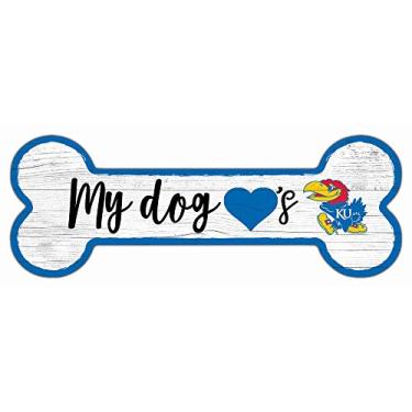 Imagem de Fan Creations Placa unissex Kansas Jayhawks Kansas Dog Bone da NCAA, cor do time, 15 x 12