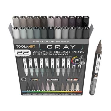 Imagem de Conjunto de 22 canetas de tinta acrílica com ponta de pincel flexível, linha de 1 a 7 mm para pintura rupestre, letras de pincel, vidro, canecas, madeira, metal, tela, tecido, plástico. Secagem rápida