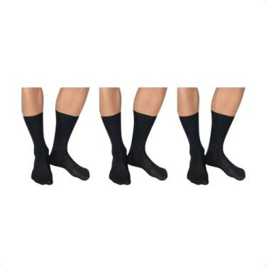 Imagem de Kit 3 Pares De Meias Masculina Social Clássic- Preta - 38-44 - Lojaaqu