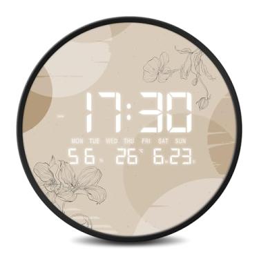 Imagem de SCOAGE Relógio de parede digital LED para casa (bege)