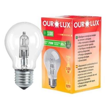 Imagem de Kit c/ 2 Lampada Halogena H100 E27 70W 127V 2800K OUROLUX