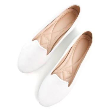Imagem de Sapatos rasos SAILING LU Ballet Flats femininos brancos tamanho 7