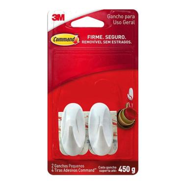 Imagem de Gancho adesivo design Command branco pequeno 2 unid 3M