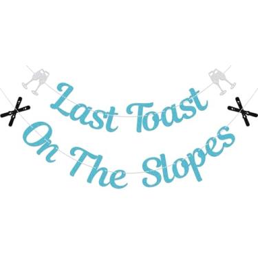 Imagem de KEWUFD Faixa Last Toast On The Slopes com tema de inverno decorações de despedida de solteira decorações de festa chá de panela azul glitter