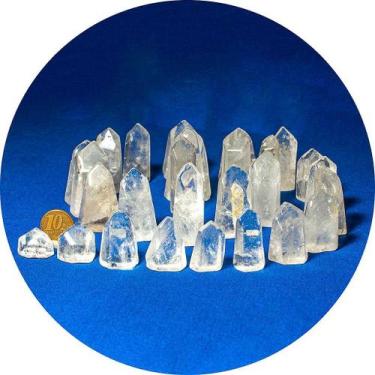 Imagem de 100 Pontas de Cristal Polido Liso Natural Média 40mm Classe C - Crista
