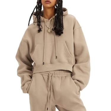 Imagem de Conjunto de roupas ROJZR: moletons femininos com capuz de lã e calças 