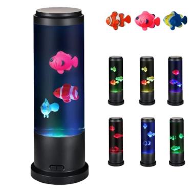 Imagem de Meloki Lâmpada de peixe de 28 cm, tanque de aquário falso de LED com peixes em movimento, tanque de peixes que muda de cor para decoração de escritório em casa, ótimos presentes para crianças