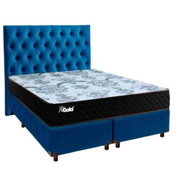Imagem de Cama + Box Blindado E Colchão Molas Ensacadas Casal - Life Gold Paropas + Cabeceira