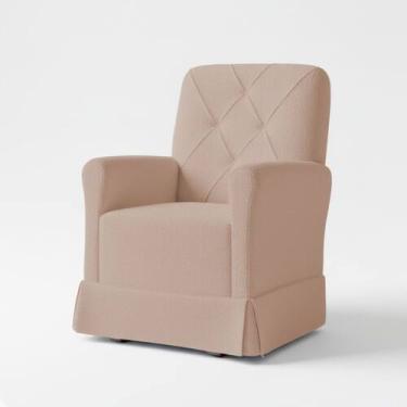 Imagem de Poltrona de Amamentação Balanço com Puff Serena Boucle Nude Rose - Loj