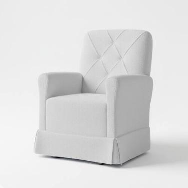 Imagem de Poltrona de Amamentação Balanço com Puff Serena Boucle Cinza Claro - L