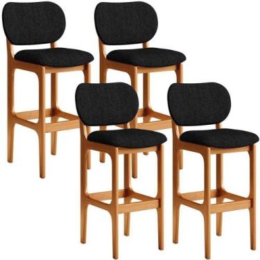 Imagem de Kit 4 Banquetas Alta Cozinha Betta L02 Imbuia Chumbo - LYAM DECOR