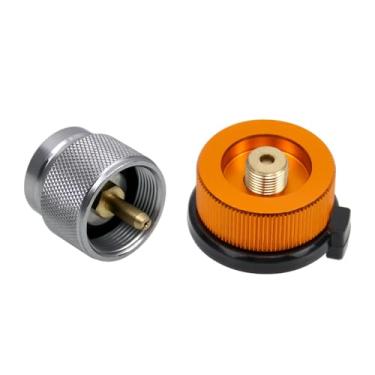 Imagem de RULLINE Kit adaptador de recarga a gás para fogões de acampamento – EN417 Lindal Valve Canister refil adaptador conjunto para tanques de gás propano/isobutano/butano - válvula de recarga de fogão para