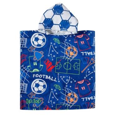 Imagem de Toalha Poncho Infantil Tip Top Football, Toalha para Praia e Piscina, Azul Marinho (4 a 10 Anos)