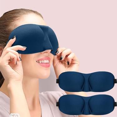 Imagem de Máscara de dormir para quem dorme de costas e de lado, pacote com 2, máscaras oculares 3D com bloqueio de luz 100% para dormir, cobertura para olhos com pressão zero para mulheres e homens, venda