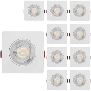 Imagem de Kit 10 Spots LED SMD Quadrado, 7W, Direcionável, Luz Branca Fria, Embutir