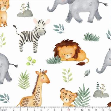 Imagem de Tecido Tricoline Safári Fundo Branco - Peripan - 50 x 150 cm