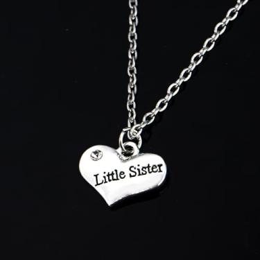 Imagem de Colar Big Sister Mid Sister Lil Sisters para presentes de irmãs prata com pingente de coração, One Size, Aço inoxidável, Sem Pedra Preciosa