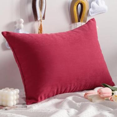Imagem de Travesseiro de viagem, travesseiro alternativo de 33 x 45 cm, lavável na máquina - 1 pacote de travesseiro pequeno macio e respirável, vermelho