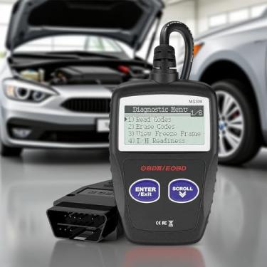 Imagem de OBD2 Scanner MS309 Leitor universal de código de falha do motor de carro, verifique o status da luz do motor e do monitor de emissão, ferramenta de digitalização de diagnóstico OBDII CAN, preto