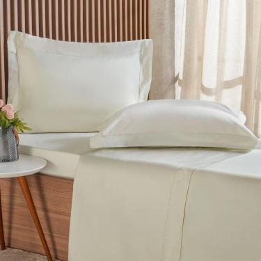 Imagem de Jogo De Cama King 4 Pçs Ricamo 300 Fios 100% Algodão 193x203x40cm Salvia