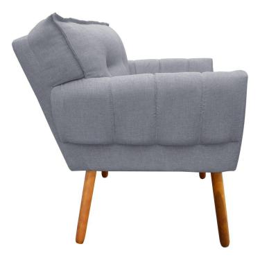 Imagem de Kit 02 Poltronas Linho Cinza A26 Pés Palito Castanho D´rossi