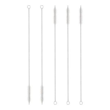 Imagem de HARFINGTON Conjunto de escovas de limpeza de palha, aço inoxidável 304 de comprimento 304 e cerdas de nylon para garrafa de água, tubos de copo de canudo de silicone, branco (12 mm OD, conjunto de 5