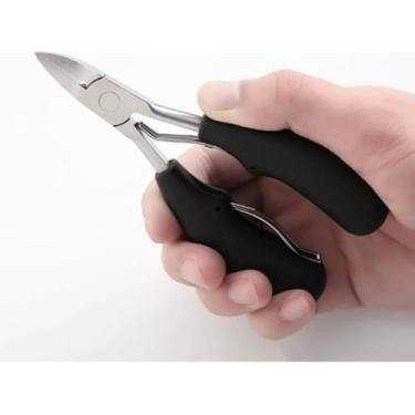 Imagem de Alicate Cortador Desencravador De Unha grande cuticula Profissional manicure Aço Inox afiado ponta fina com mola corte curvo