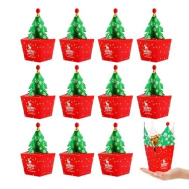 Imagem de 10 caixas de biscoito de Natal - pequenas caixas de presente de enfeite | Para lembrancinhas de festa de Natal, itens essenciais festivos